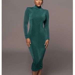 JLUXLABEL Green Audette Turtleneck Dress - S